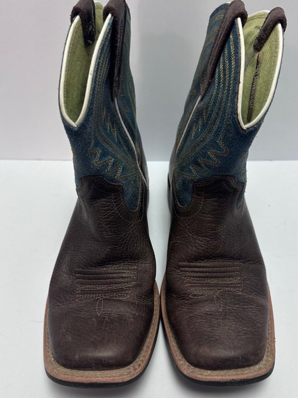 Ariat Youth Lil' Hoss Leather Brown and Denim Color Boots Size 2 Western